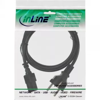 InLine Netzkabel, CEE 7/7 gerade / 3-polig IEC C13 Stecker, schwarz, 1,5 m