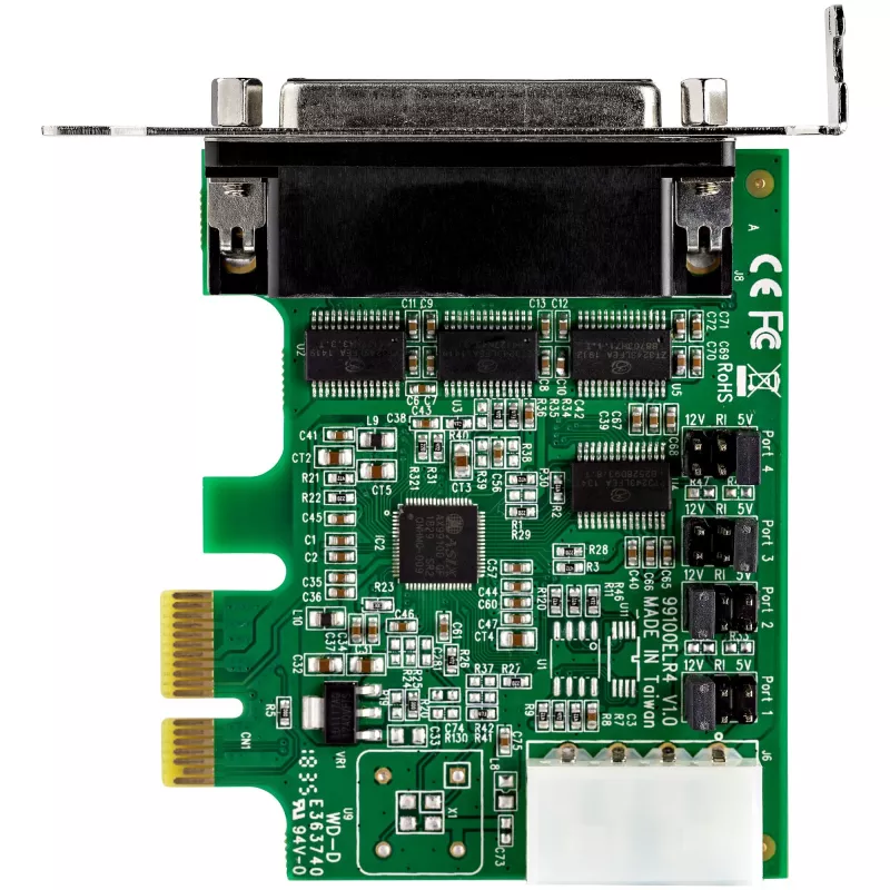 StarTech.com 4-Port PCI Express RS232 Serial-Adapterkarte – PCIe RS232 Serial Host Controller Card – PCIe auf Seriell DB9 – 16950 UART – Low-Profile-Erweiterungskarte – Windows/Linux – TAA