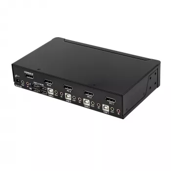 StarTech.com 4-Port DisplayPort-KVM-Switch – 4K 60 Hz – Einzelbildschirm – Dual-Port UHD DP 1.2 USB-KVM-Switch mit integriertem USB-2.0-Hub & Audio – Dell, HP, Apple, Lenovo – TAA-konform
