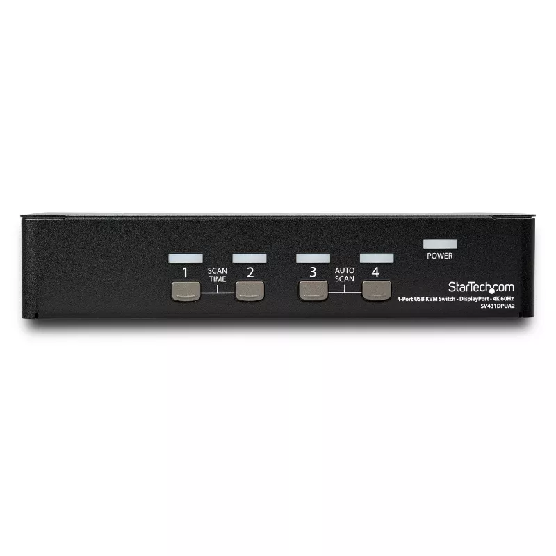 StarTech.com 4-Port DisplayPort-KVM-Switch – 4K 60 Hz – Einzelbildschirm – Dual-Port UHD DP 1.2 USB-KVM-Switch mit integriertem USB-2.0-Hub & Audio – Dell, HP, Apple, Lenovo – TAA-konform