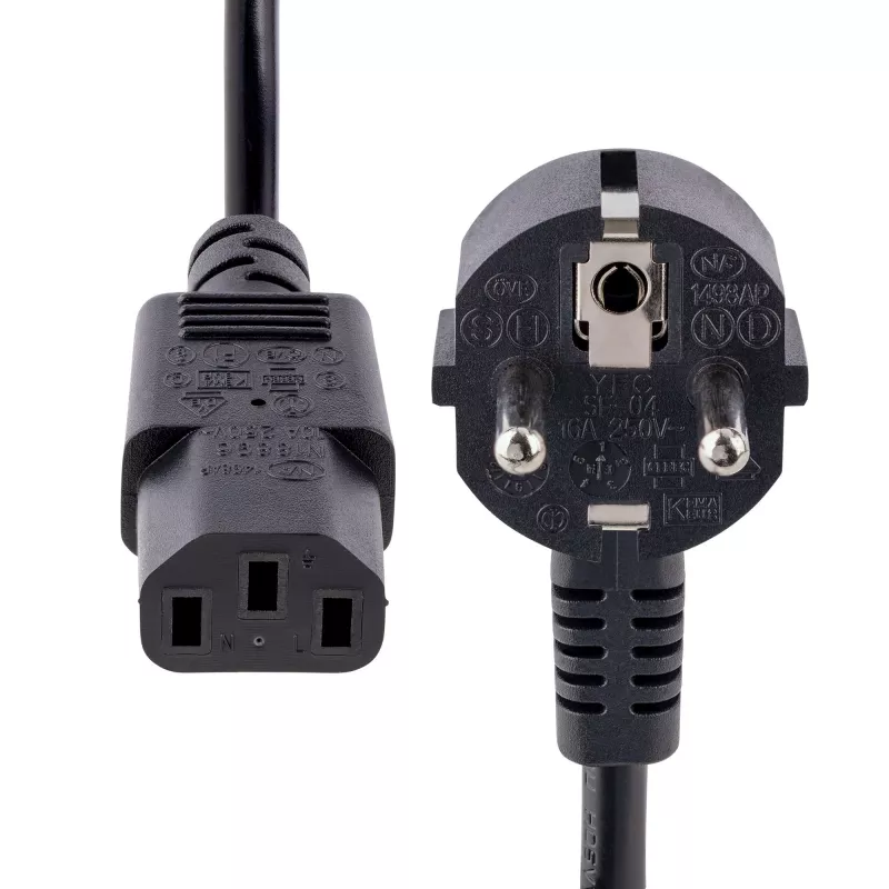 StarTech.com 1m Computer-Netzkabel, 18AWG, EU-Schuko auf C13 Netzkabel, 250V 10A, schwarzes Ersatz-Netzkabel, TV/Monitor-Netzkabel, Schuko CEE 7/7 auf IEC 60320 C13 Netzkabel - PC-Netzteilkabel