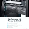 StarTech.com 2U Server-Rack-Einlegeboden – universelle belüftete Rack-Montage-Auslegerplatte für 19-Zoll-Netzwerkgeräterack und -schrank – robuste Stahlausführung – Tragfähigkeit 23 kg – 55,9 cm tiefer Boden, schwarz