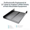 StarTech.com 2U Server-Rack-Einlegeboden – universelle belüftete Rack-Montage-Auslegerplatte für 19-Zoll-Netzwerkgeräterack und -schrank – robuste Stahlausführung – Tragfähigkeit 23 kg – 55,9 cm tiefer Boden, schwarz