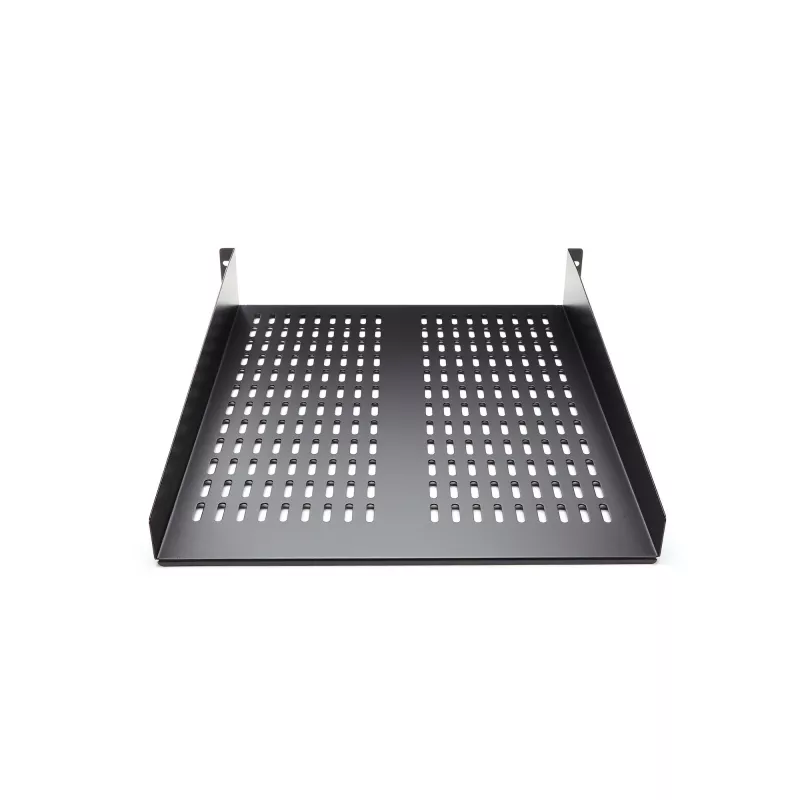 StarTech.com 2U Server-Rack-Einlegeboden – universelle belüftete Rack-Montage-Auslegerplatte für 19-Zoll-Netzwerkgeräterack und -schrank – robuste Stahlausführung – Tragfähigkeit 23 kg – 55,9 cm tiefer Boden, schwarz