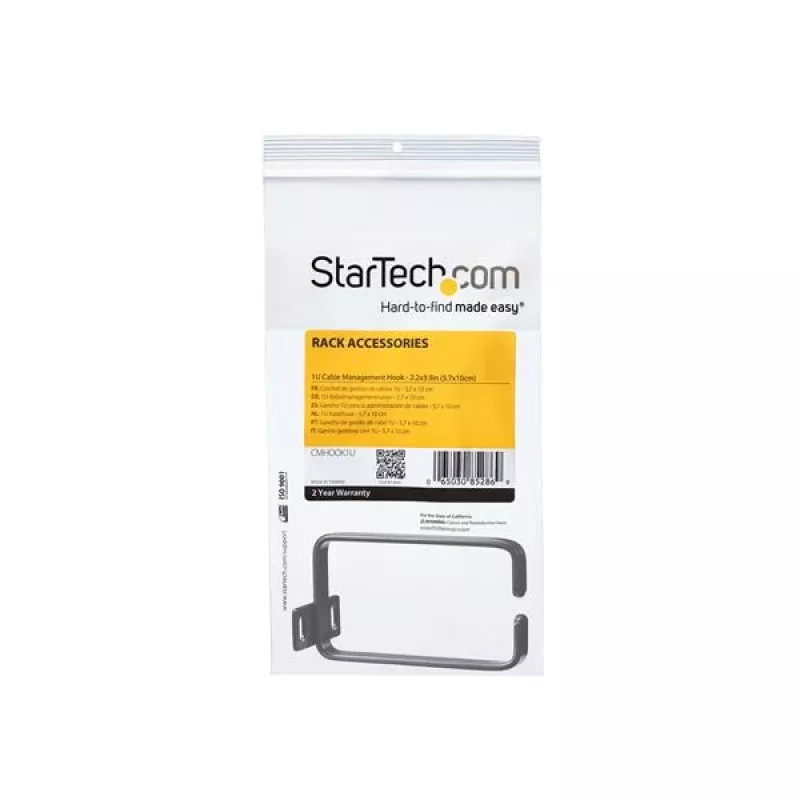 StarTech.com 1U Vertical Server Rack Kabelmanagement D-Ring-Haken - 5,7 x 10 cm (2,2 x 3,9 Zoll)
