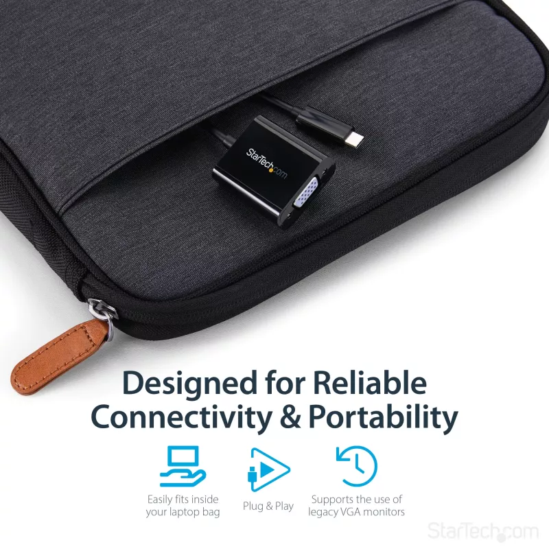 StarTech.com USB-C auf VGA Adapter - Schwarz - 1080p - Videokonverter für Ihr MacBook Pro - USB C auf VGA Display Dongle - Aktualisierte Version ist CDP2VGAEC