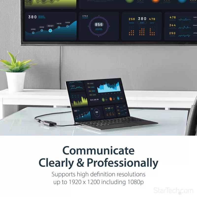 StarTech.com USB-C auf VGA Adapter - Schwarz - 1080p - Videokonverter für Ihr MacBook Pro - USB C auf VGA Display Dongle - Aktualisierte Version ist CDP2VGAEC
