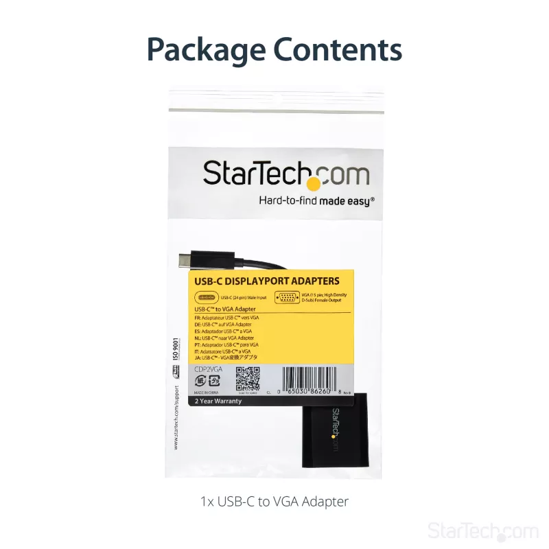 StarTech.com USB-C auf VGA Adapter - Schwarz - 1080p - Videokonverter für Ihr MacBook Pro - USB C auf VGA Display Dongle - Aktualisierte Version ist CDP2VGAEC