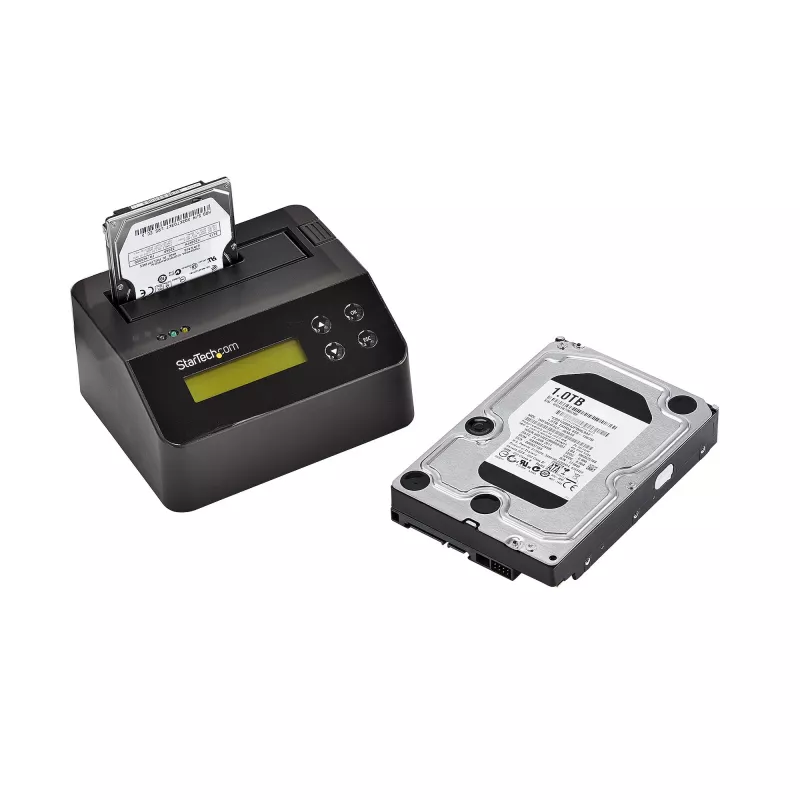 StarTech.com Single Bay Festplattenlöscher, Standalone HDD/SSD Sanitizer, USB 3.0 zu SATA II (3 Gbit/s), 9 Löschmodi, LCD-Anzeige, Sicheres Löschen Festplatten-Sanitizer-Dock, DB-9 Druckeranschluss, TAA-konform