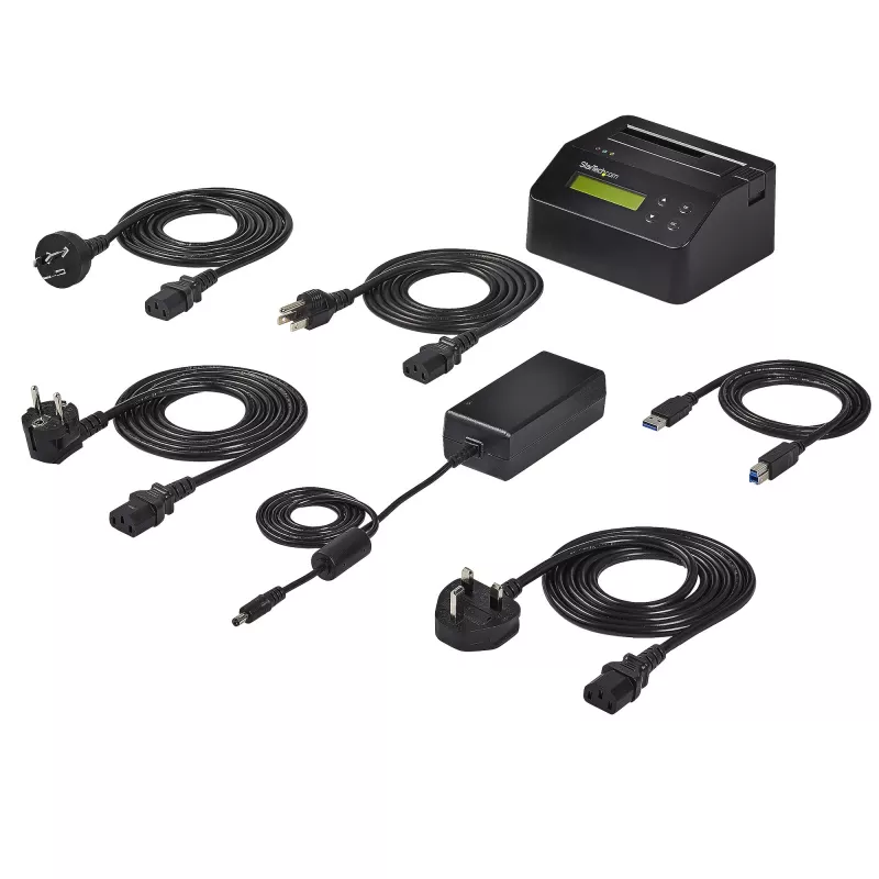 StarTech.com Single Bay Festplattenlöscher, Standalone HDD/SSD Sanitizer, USB 3.0 zu SATA II (3 Gbit/s), 9 Löschmodi, LCD-Anzeige, Sicheres Löschen Festplatten-Sanitizer-Dock, DB-9 Druckeranschluss, TAA-konform
