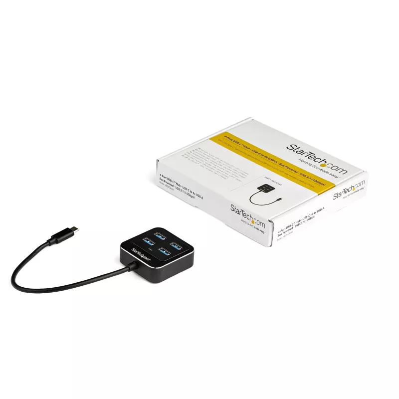 StarTech.com 4-Port USB C Hub – USB-C auf 4x USB-A Ports – SuperSpeed 10 Gbit/s USB 3.2 Gen 2 Typ-C Hub – USB Bus Powered – tragbar/kompakt USB-C auf USB Adapter Hub für Laptop – Aluminium