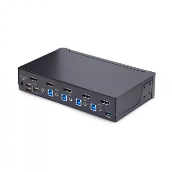 StarTech.com 4-Port DisplayPort KVM-Switch, 8K 60Hz / 4K 144Hz, Single Display, DP 1.4, 2x USB 3.0 Ports, 4x USB 2.0 HID Ports, Tasten- & Hotkey-Umschaltung, TAA-konform - betriebssystemunabhängig, Metallgehäuse