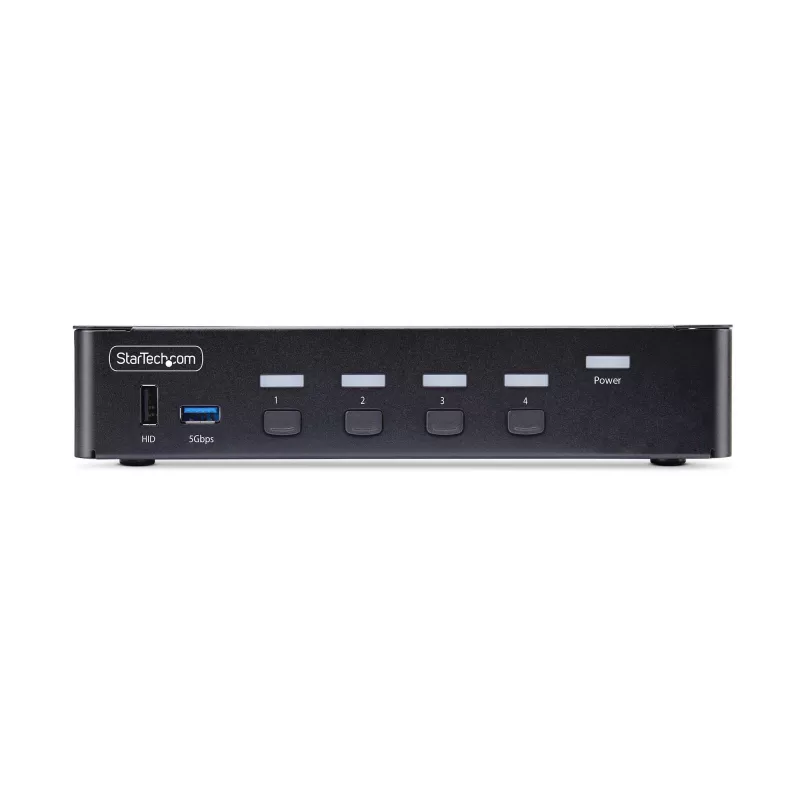 StarTech.com 4-Port DisplayPort KVM-Switch, 8K 60Hz / 4K 144Hz, Single Display, DP 1.4, 2x USB 3.0 Ports, 4x USB 2.0 HID Ports, Tasten- & Hotkey-Umschaltung, TAA-konform - betriebssystemunabhängig, Metallgehäuse