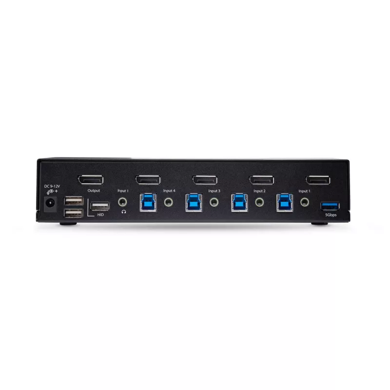 StarTech.com 4-Port DisplayPort KVM-Switch, 8K 60Hz / 4K 144Hz, Single Display, DP 1.4, 2x USB 3.0 Ports, 4x USB 2.0 HID Ports, Tasten- & Hotkey-Umschaltung, TAA-konform - betriebssystemunabhängig, Metallgehäuse