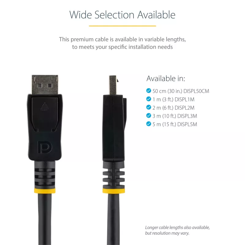 StarTech.com 50cm DisplayPort 1.2 Kabel – 4K x 2K Ultra HD VESA-zertifiziertes DisplayPort-Kabel – Kurzes DP-zu-DP-Kabel für Monitor – schlank DP Video-/Displaykabel – Einrastende DP-Stecker
