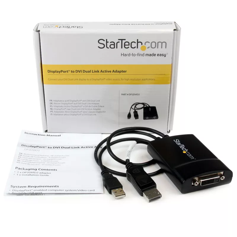 StarTech.com DisplayPort auf DVI Dual Link aktiver Adapter - DisplayPort auf DVI-D Adapter Videokonverter 2560x1600 60Hz - DP 1.2 zu DVI Monitor - USB-Stromversorgung - Verriegelbarer DP-Stecker