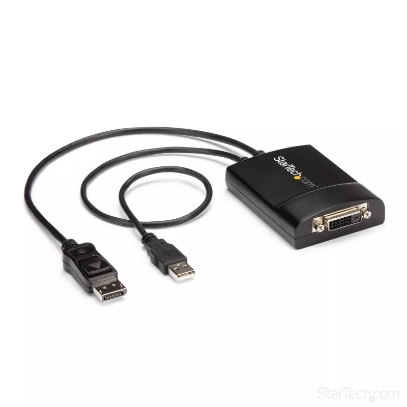 StarTech.com DisplayPort auf DVI Dual Link aktiver Adapter - DisplayPort auf DVI-D Adapter Videokonverter 2560x1600 60Hz - DP 1.2 zu DVI Monitor - USB-Stromversorgung - Verriegelbarer DP-Stecker