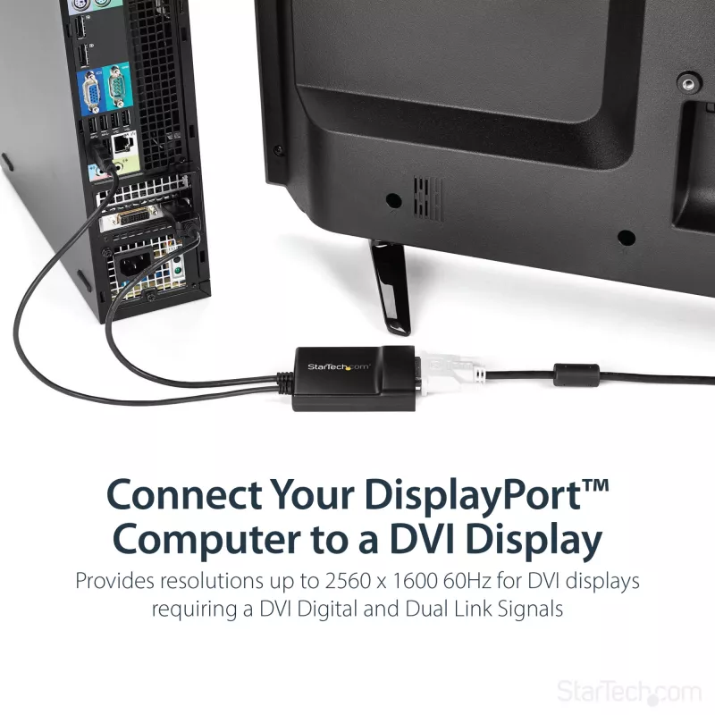 StarTech.com DisplayPort auf DVI Dual Link aktiver Adapter - DisplayPort auf DVI-D Adapter Videokonverter 2560x1600 60Hz - DP 1.2 zu DVI Monitor - USB-Stromversorgung - Verriegelbarer DP-Stecker