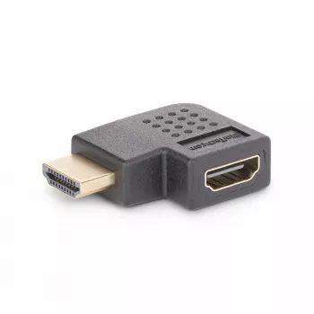 StarTech.com Rechtwinkliger HDMI 2.0 Adapter, Stecker auf Buchse, horizontal 90-Grad abgewinkelter HDMI Port Saver, 4K 60Hz, High Speed HDMI Verbindungsverlängerung, M/F
