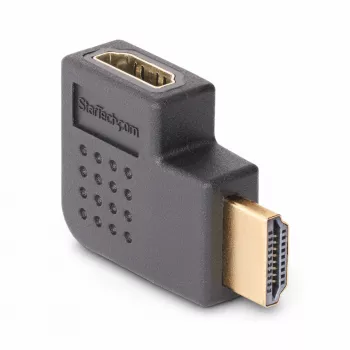 StarTech.com Rechtwinkliger HDMI 2.0 Adapter, Stecker auf Buchse, horizontal 90-Grad abgewinkelter HDMI Port Saver, 4K 60Hz, High Speed HDMI Verbindungsverlängerung, M/F