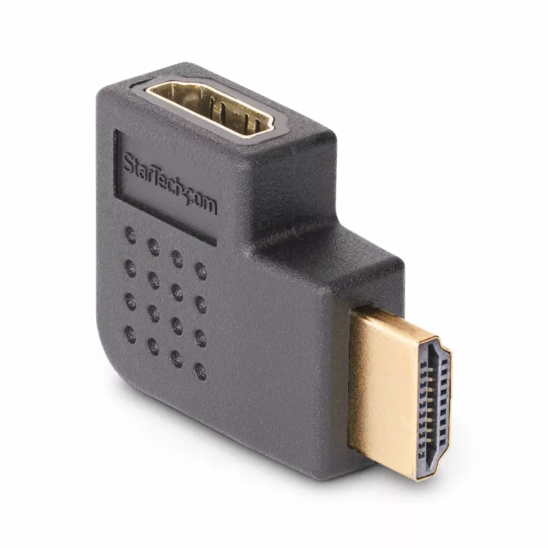 StarTech.com Rechtwinkliger HDMI 2.0 Adapter, Stecker auf Buchse, horizontal 90-Grad abgewinkelter HDMI Port Saver, 4K 60Hz, High Speed HDMI Verbindungsverlängerung, M/F