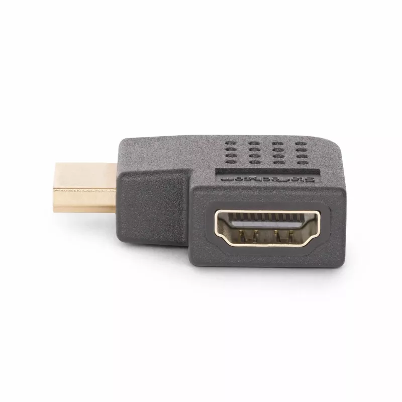 StarTech.com Rechtwinkliger HDMI 2.0 Adapter, Stecker auf Buchse, horizontal 90-Grad abgewinkelter HDMI Port Saver, 4K 60Hz, High Speed HDMI Verbindungsverlängerung, M/F