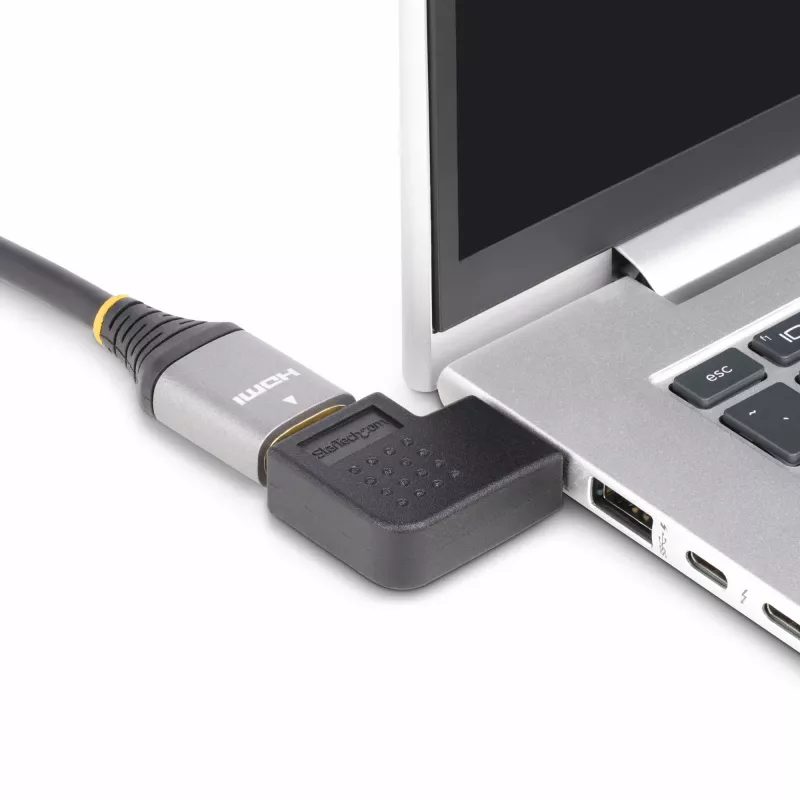 StarTech.com Rechtwinkliger HDMI 2.0 Adapter, Stecker auf Buchse, horizontal 90-Grad abgewinkelter HDMI Port Saver, 4K 60Hz, High Speed HDMI Verbindungsverlängerung, M/F