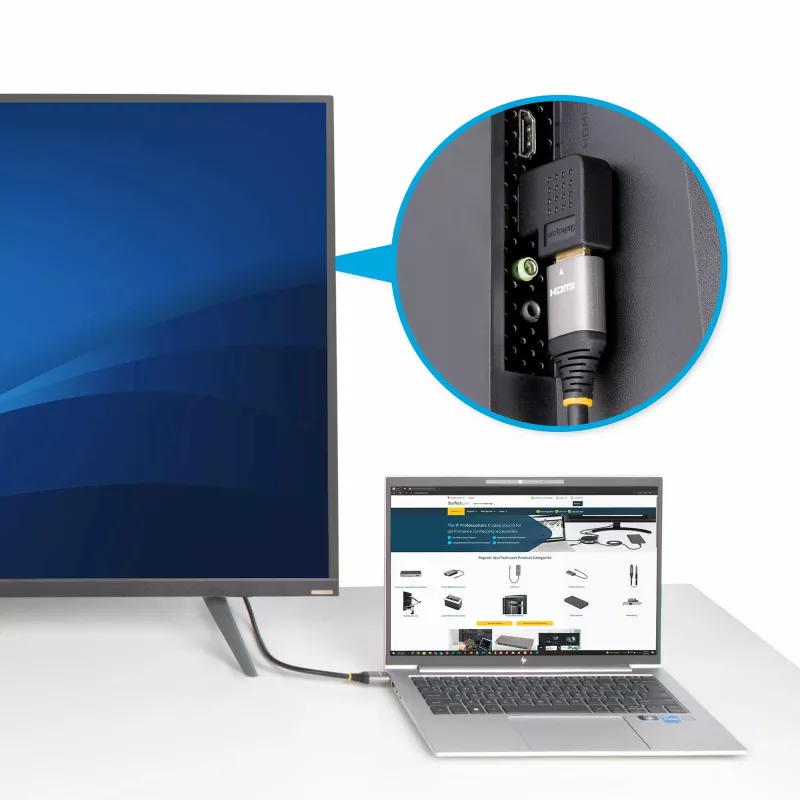 StarTech.com Rechtwinkliger HDMI 2.0 Adapter, Stecker auf Buchse, horizontal 90-Grad abgewinkelter HDMI Port Saver, 4K 60Hz, High Speed HDMI Verbindungsverlängerung, M/F