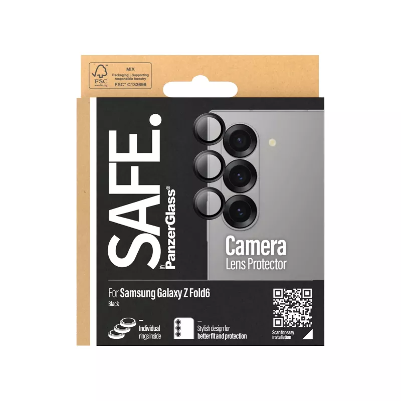 Kameraobjektivschutz PanzerGlass SAFE. by für Samsung Galaxy Z Fold6 Kratzfest Stoßfest Schwarz