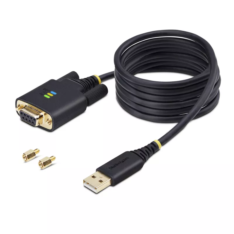 StarTech.com 2m USB-zu-Nullmodem-Seriell-Adapterkabel, COM-Speicherung, FTDI, USB-A auf DB9 RS232, austauschbare DB9-Schrauben/Muttern, Windows/macOS/Linux