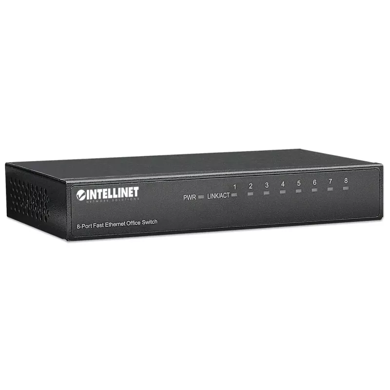 Intellinet 8-Port Fast Ethernet Office Switch, Desktop-Größe, Metall, IEEE 802.3az (energieeffizientes Ethernet), Box