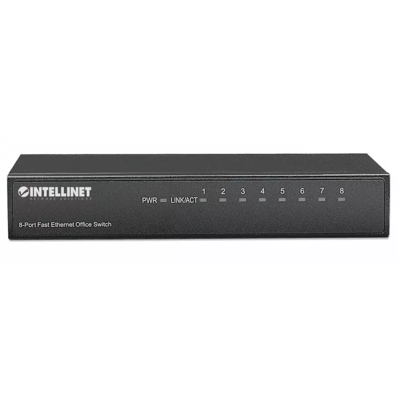 Intellinet 8-Port Fast Ethernet Office Switch, Desktop-Größe, Metall, IEEE 802.3az (energieeffizientes Ethernet), Box