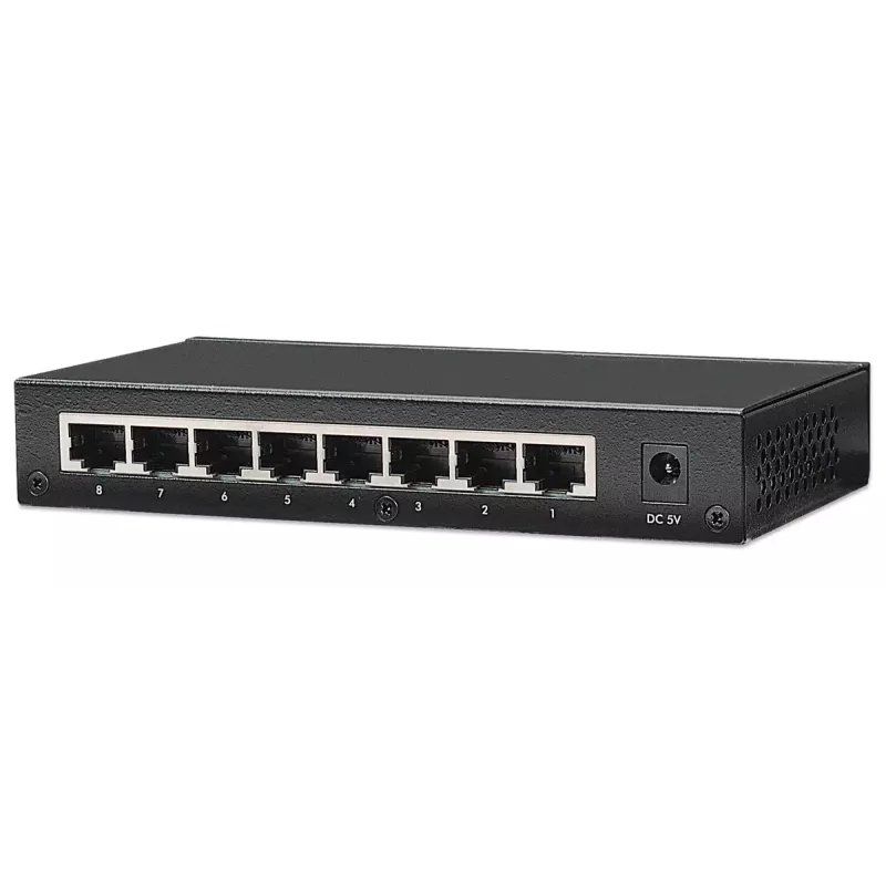 Intellinet 8-Port Fast Ethernet Office Switch, Desktop-Größe, Metall, IEEE 802.3az (energieeffizientes Ethernet), Box