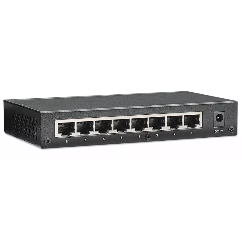 Intellinet 8-Port Fast Ethernet Office Switch, Desktop-Größe, Metall, IEEE 802.3az (energieeffizientes Ethernet), Box