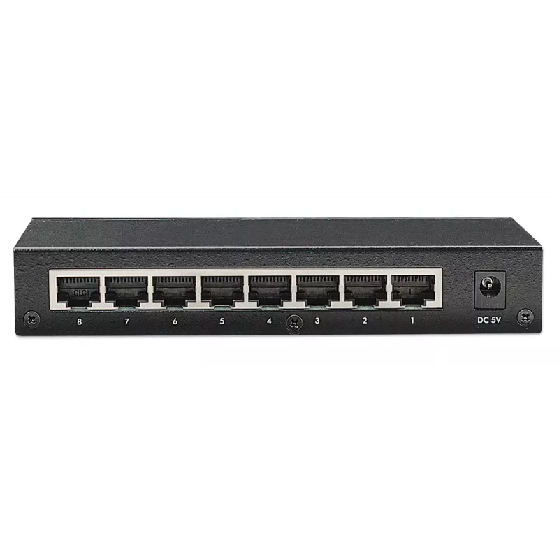 Intellinet 8-Port Fast Ethernet Office Switch, Desktop-Größe, Metall, IEEE 802.3az (energieeffizientes Ethernet), Box