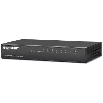 Intellinet 8-Port Fast Ethernet Office Switch, Desktop-Größe, Metall, IEEE 802.3az (energieeffizientes Ethernet), Box
