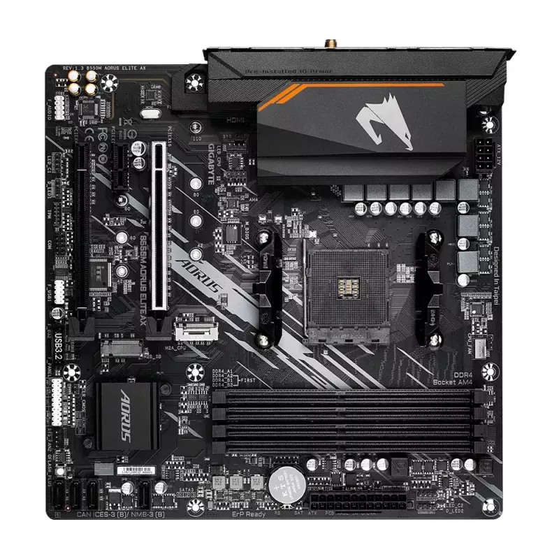 Motherboard GIGABYTE B550M AORUS ELITE AX, AMD B550, Sockel AM4, Micro ATX