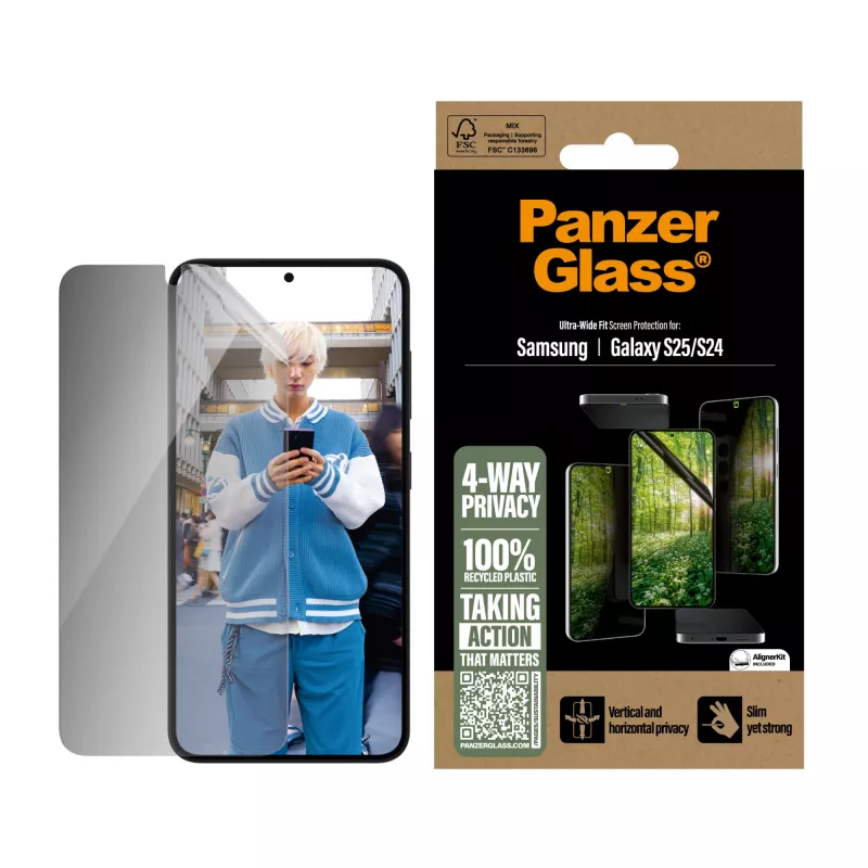 PanzerGlass ® ECO MATRIX 4-Wege-Privatsphäre-Displayschutz Samsung Galaxy S25 | S24 | Ultra-Wide Fit