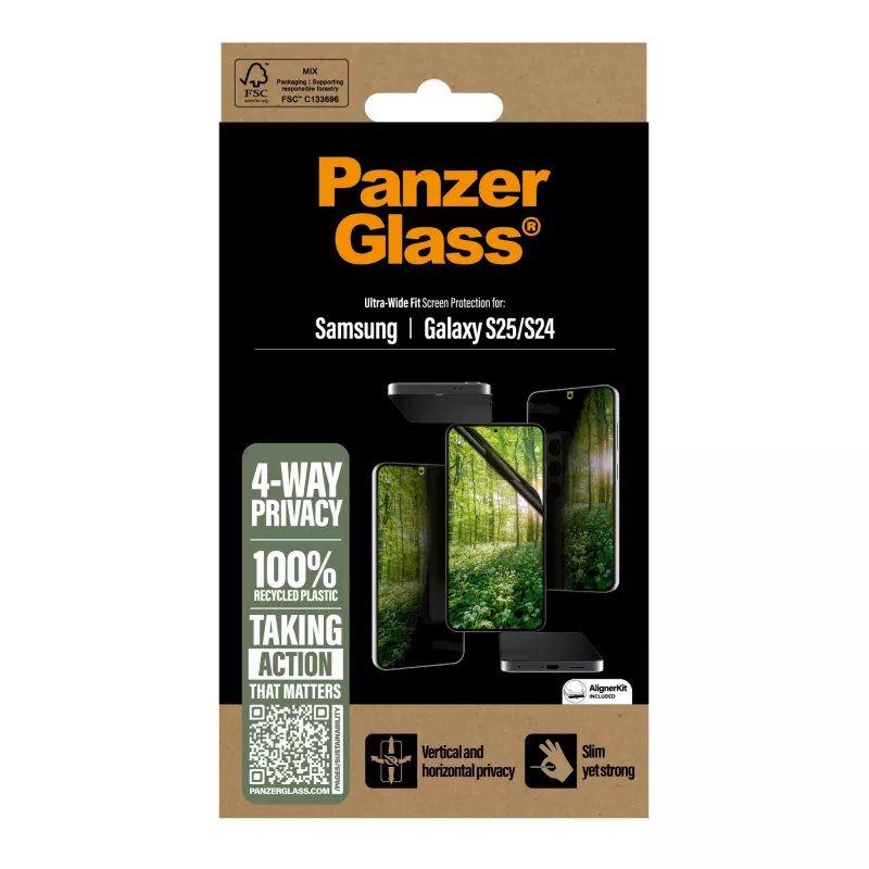 PanzerGlass ® ECO MATRIX 4-Wege-Privatsphäre-Displayschutz Samsung Galaxy S25 | S24 | Ultra-Wide Fit