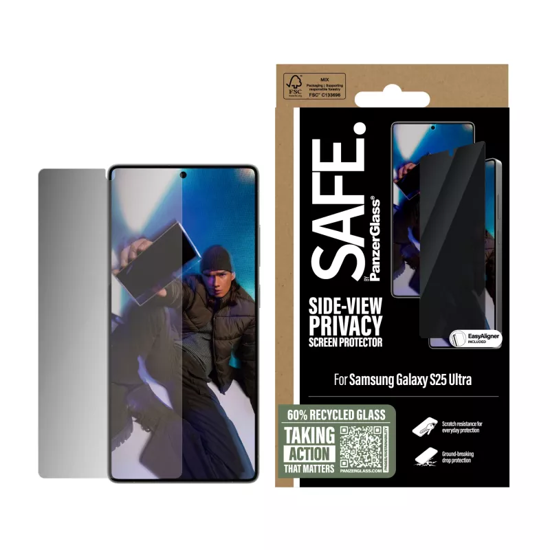 PanzerGlass SAFE. by ® Sichtschutz-Displayschutz Samsung Galaxy S25 Ultra | Ultra-Wide Fit mit EasyAligner