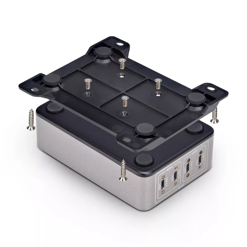 StarTech.com 4-Port Multi-Device USB-C Ladegerät, 240W Gesamt, Einzelport 140W EPR, PD 3.1, Schraubverriegelungsports, Konferenzräume, Halterung inkl. für Oberflächenmontage