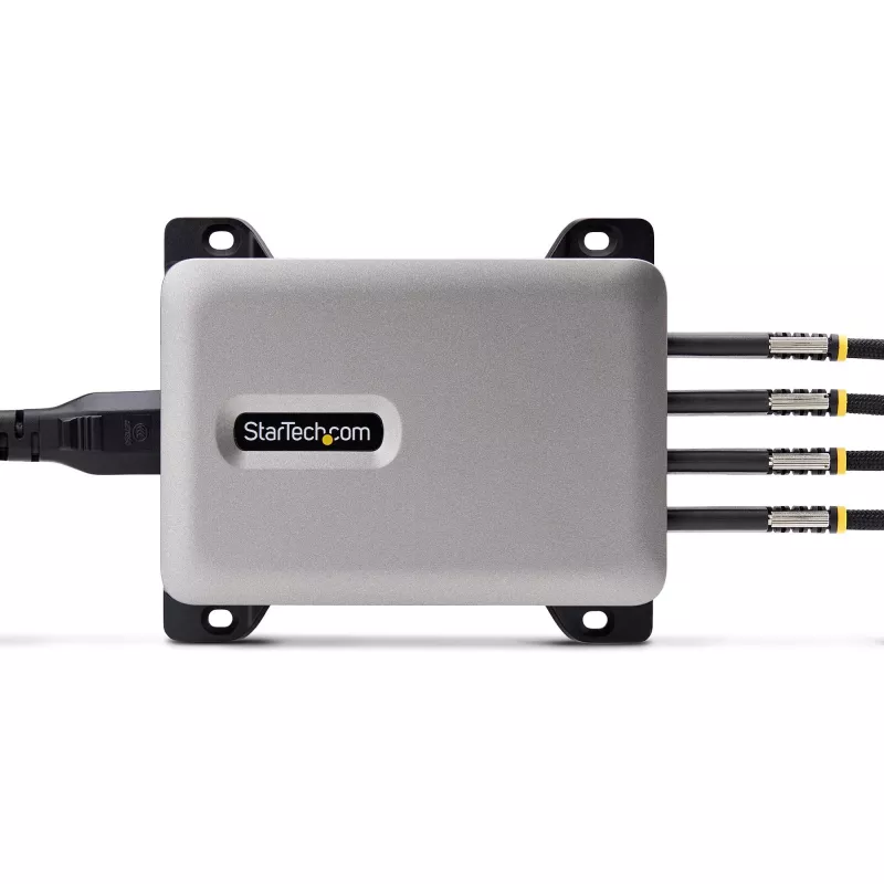 StarTech.com 4-Port Multi-Device USB-C Ladegerät, 240W Gesamt, Einzelport 140W EPR, PD 3.1, Schraubverriegelungsports, Konferenzräume, Halterung inkl. für Oberflächenmontage