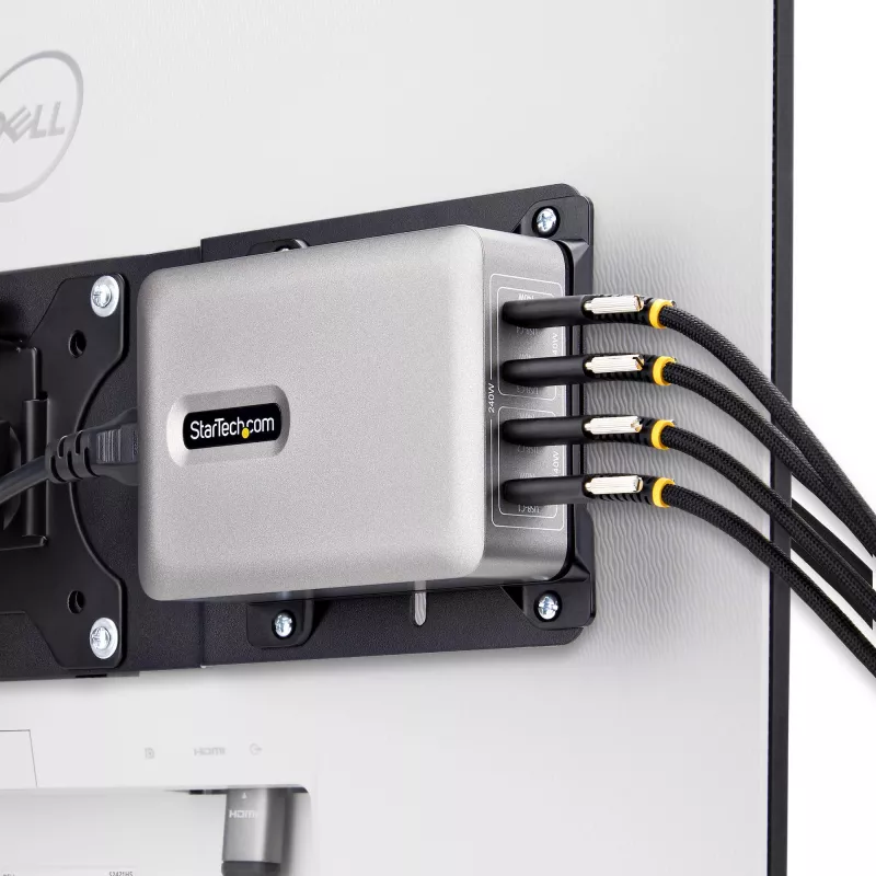 StarTech.com 4-Port Multi-Device USB-C Ladegerät, 240W Gesamt, Einzelport 140W EPR, PD 3.1, Schraubverriegelungsports, Konferenzräume, Halterung inkl. für Oberflächenmontage