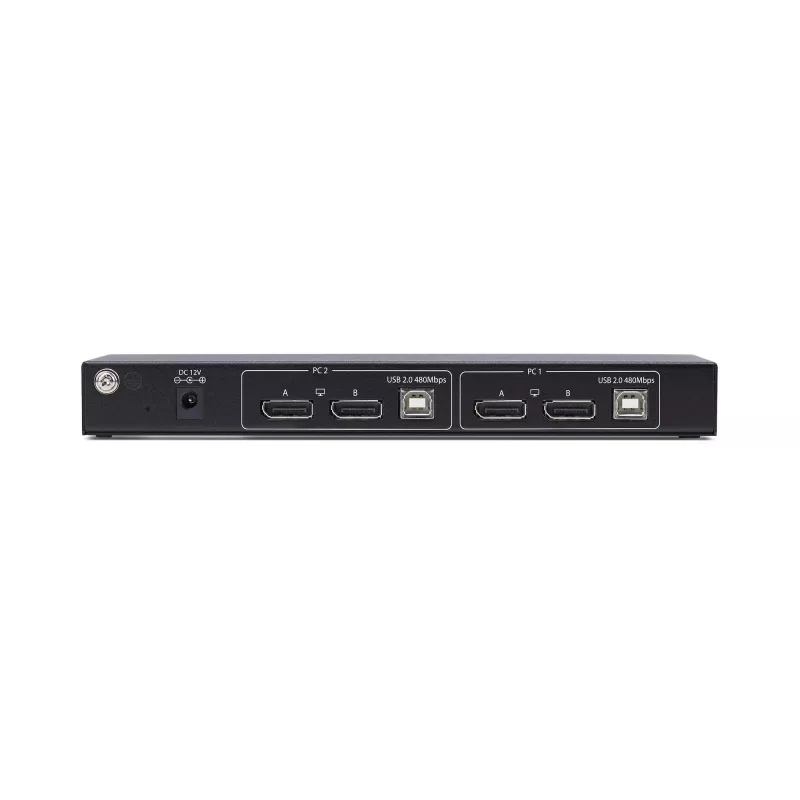 StarTech.com 2-Port Dual-Monitor DisplayPort KVM Switch mit Dual View Video Matrix, 4K 60Hz, 4x USB Hub Ports, Hotkey-Umschaltung, DP 1.2 Matrix KVM, TAA-konform