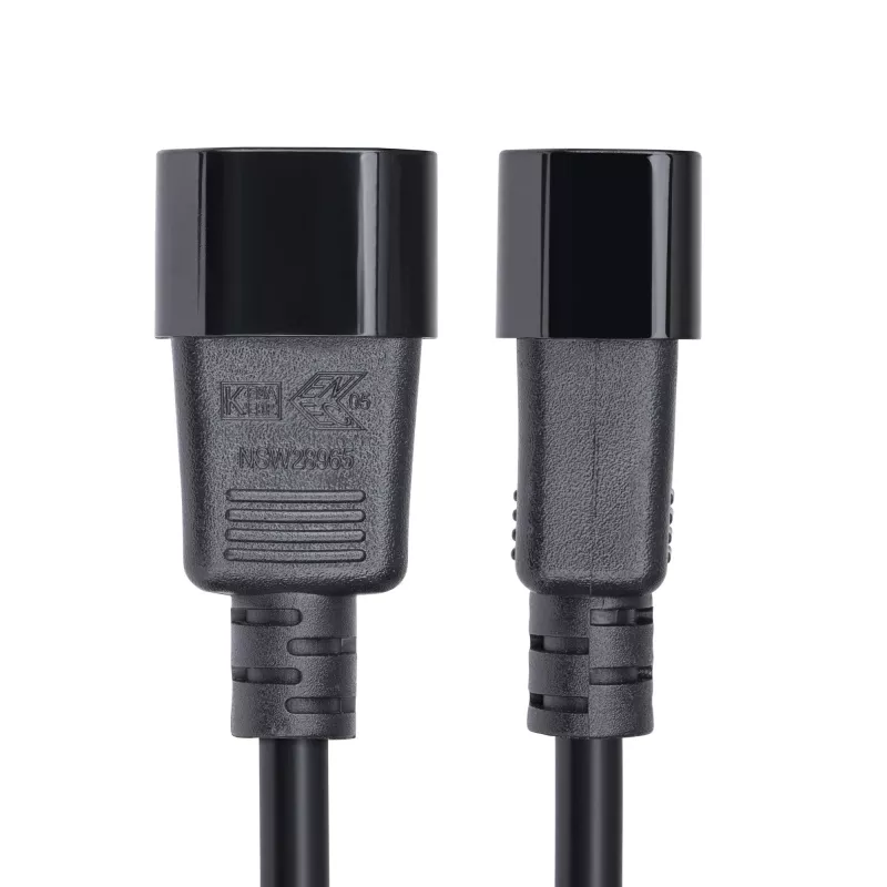 StarTech.com 4,5m (15ft) Stromverlängerungskabel, C14 auf C13 PDU Stromkabel, 15A 250V, 14AWG, AC Stromkabel für PDU/Netzteil, KEMA-KEUR zertifiziert