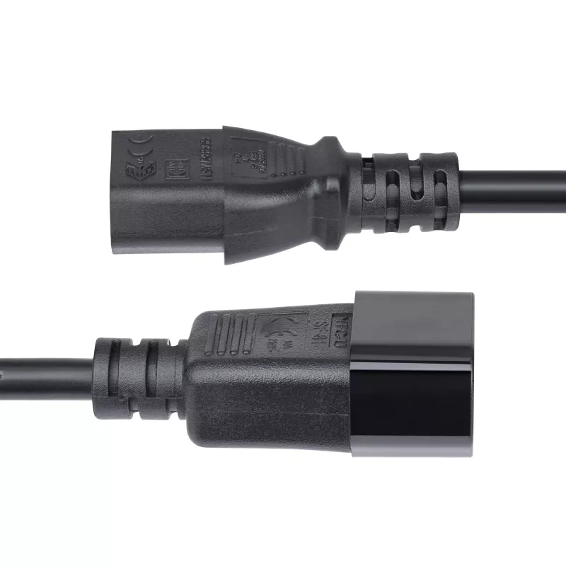StarTech.com 4,5m (15ft) Stromverlängerungskabel, C14 auf C13 PDU Stromkabel, 15A 250V, 14AWG, AC Stromkabel für PDU/Netzteil, KEMA-KEUR zertifiziert