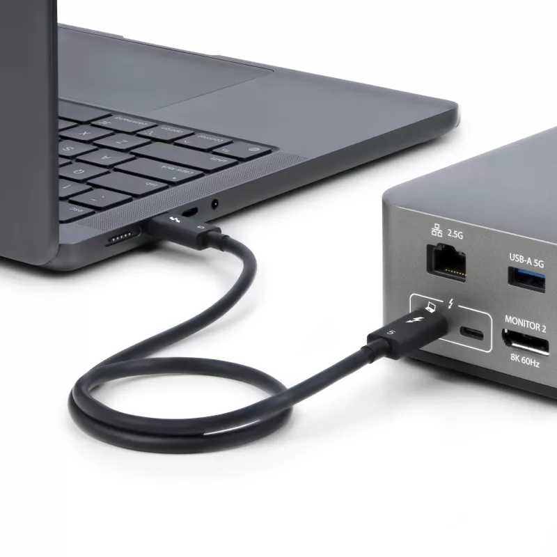 StarTech.com 2.6ft (80cm) Thunderbolt 5 Kabel, 80 Gbit/s/ bis zu 120 Gbit/s, 240 W PD, 8K 60 Hz, zertifiziertes Thunderbolt-Kabel – kompatibel mit Thunderbolt 4/USB4/USB-C
