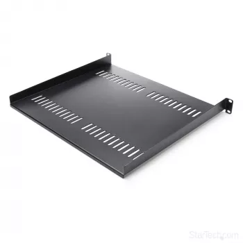 StarTech.com 1U Server Rack Shelf – Universal Vented Rack Mount Cantilever Tray für 19 Zoll Netzwerk-Equipment-Rack & Schrank – Hochbelastbarer Stahl – Tragfähigkeit 44lb/20kg – 16 Zoll tiefes Regal, Schwarz
