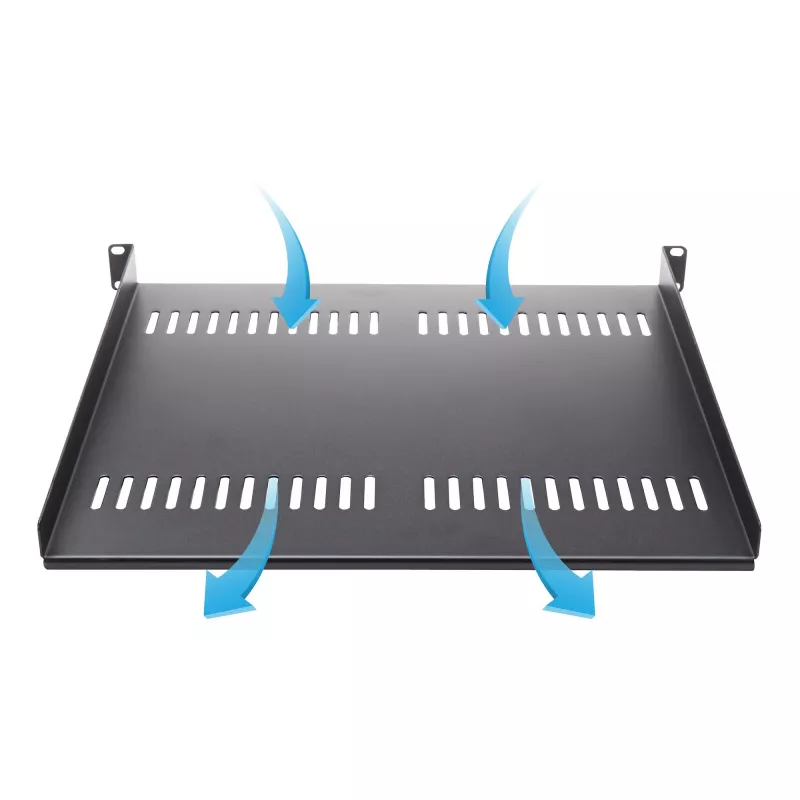 StarTech.com 1U Server Rack Shelf – Universal Vented Rack Mount Cantilever Tray für 19 Zoll Netzwerk-Equipment-Rack & Schrank – Hochbelastbarer Stahl – Tragfähigkeit 44lb/20kg – 16 Zoll tiefes Regal, Schwarz