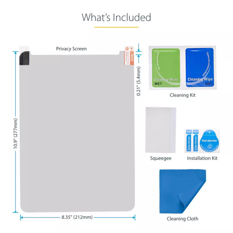 StarTech.com 4-Wege-Blickschutzfolie für 12,9-Zoll iPad Pro, 3. Gen. und neuer, für Hoch-/Querformat, touchfähig, +/- 30° Blickwinkel, blockiert bis zu 51 % blaues Licht, matt